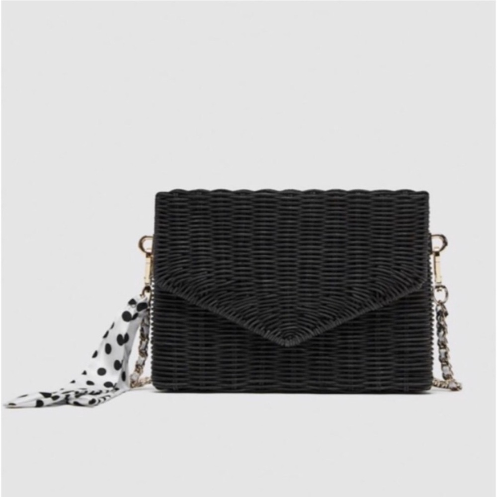 Zara Black Clutch with Textured Design